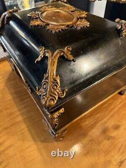 Vintage Louis XV Style Ornate Table Top Box with Aged Patina