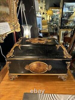 Vintage Louis XV Style Ornate Table Top Box with Aged Patina