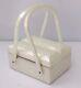 Vintage Lucite Box Purse Evening Bag Pearlized Ivory White Two Lid Double Handle