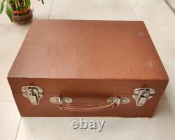 Vintage Lucky Gift Wooden Case Pink Satin Interior Mirrored Jewelry Vanity Box