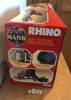 Vintage M. A. S. K. Rhino w Matt Trakker & Bruce Sato Complete 1985 with Box Kenner