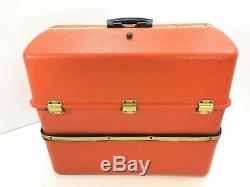 Vintage MASSIVE UMCO #482 Orange Medical Emergency Kit or Tackle Box Made In USA