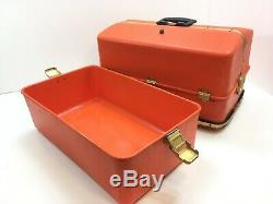 Vintage MASSIVE UMCO #482 Orange Medical Emergency Kit or Tackle Box Made In USA