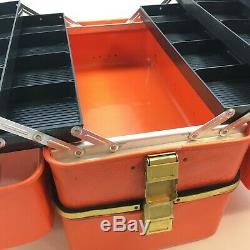 Vintage MASSIVE UMCO #482 Orange Medical Emergency Kit or Tackle Box Made In USA