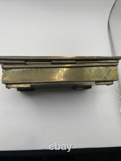Vintage MCM Brass & Copper Box Hummingbird Mixed Metal Inlay Azurite Malachite