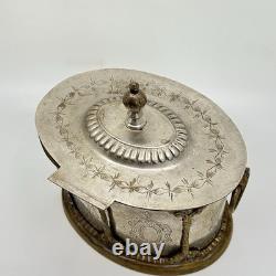 Vintage MCM English Brass Tea Biscuit Container Trinket Box Moody Decor Silver