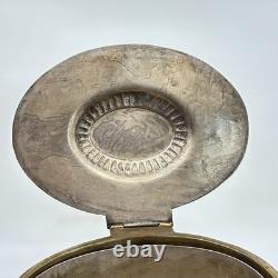 Vintage MCM English Brass Tea Biscuit Container Trinket Box Moody Decor Silver