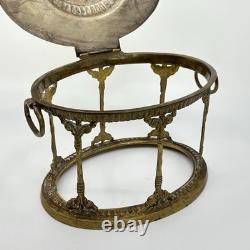 Vintage MCM English Brass Tea Biscuit Container Trinket Box Moody Decor Silver