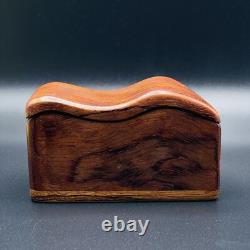 Vintage MCM Fred & Marilyn Buss Wood Trinket Box Bubinga Zebrawood USA