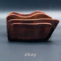 Vintage MCM Fred & Marilyn Buss Wood Trinket Box Bubinga Zebrawood USA