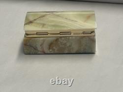 Vintage MCM Italian Green Onyx Jewelry Trinket Box