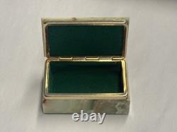 Vintage MCM Italian Green Onyx Jewelry Trinket Box