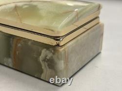 Vintage MCM Italian Green Onyx Jewelry Trinket Box