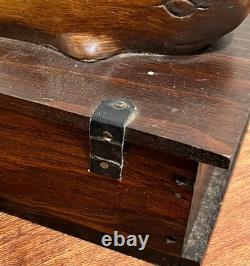 Vintage MCM Wooden Whale Box Trinket / Shaving Box