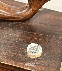 Vintage MCM Wooden Whale Box Trinket / Shaving Box