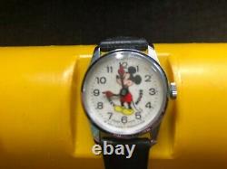 Vintage MICKEY MOUSE Bradley Time Wrist Watch with Plastic Case Box 1970's