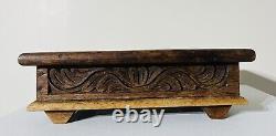 Vintage Mahogany Handmade African Carved Wooden Zanzibar Jewellery Chest Box