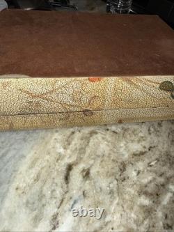 Vintage Maitland Smith Wood Jewelry Floral Box Trinket Brass Marker HTF Rare