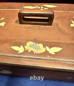 Vintage Maruni Lacquerware Metal Box Occupied Japan Patented Multi-Compartment