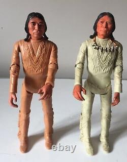 Vintage Marx Cherokee Indian Action Figures + Accessories + Tribal Wigwam Boxed