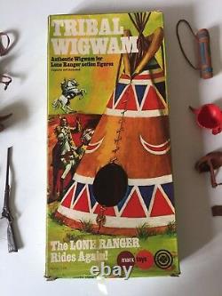 Vintage Marx Cherokee Indian Action Figures + Accessories + Tribal Wigwam Boxed