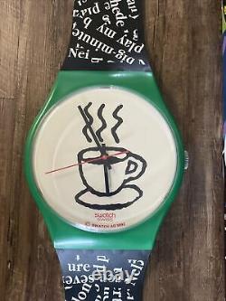 Vintage Maxi Swatch Oversized Cappuccino MGG121 Coffee Wall Clock-New In Box