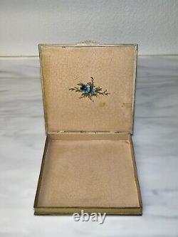 Vintage Metal Jewelry Box With Hand Painted Scene Made From Old Cigar Box