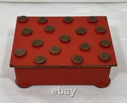 Vintage Mid Century Argentor Vienna Polka Dot Red Brass Cigarette Box Austria