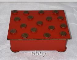 Vintage Mid Century Argentor Vienna Polka Dot Red Brass Cigarette Box Austria