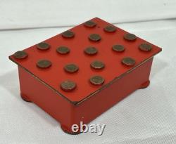 Vintage Mid Century Argentor Vienna Polka Dot Red Brass Cigarette Box Austria