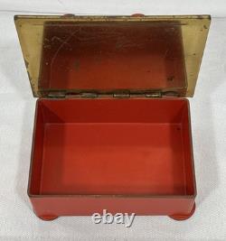 Vintage Mid Century Argentor Vienna Polka Dot Red Brass Cigarette Box Austria