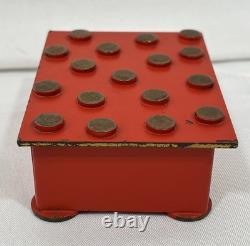 Vintage Mid Century Argentor Vienna Polka Dot Red Brass Cigarette Box Austria