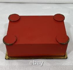 Vintage Mid Century Argentor Vienna Polka Dot Red Brass Cigarette Box Austria