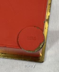 Vintage Mid Century Argentor Vienna Polka Dot Red Brass Cigarette Box Austria
