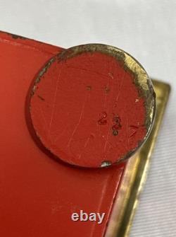 Vintage Mid Century Argentor Vienna Polka Dot Red Brass Cigarette Box Austria