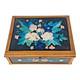 Vintage Mid-century Floral Foilwork Glass Jewelry Trinket Box