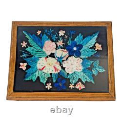 Vintage Mid-Century Floral Foilwork Glass Jewelry Trinket Box