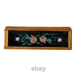 Vintage Mid-Century Floral Foilwork Glass Jewelry Trinket Box
