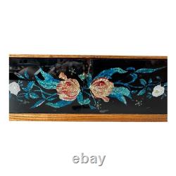 Vintage Mid-Century Floral Foilwork Glass Jewelry Trinket Box