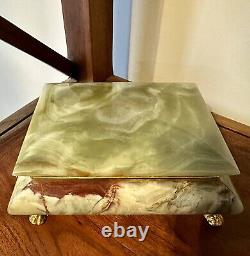 Vintage Mid-Century Rectangular Green Onyx Jewellery Box