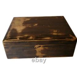 Vintage Mid-Century Wooden Cigarette Box with Distressed Finish, White