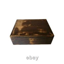 Vintage Mid-Century Wooden Cigarette Box with Distressed Finish, White