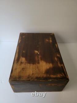 Vintage Mid-Century Wooden Cigarette Box with Distressed Finish, White