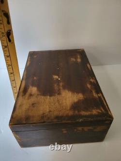 Vintage Mid-Century Wooden Cigarette Box with Distressed Finish, White