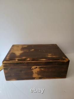 Vintage Mid-Century Wooden Cigarette Box with Distressed Finish, White