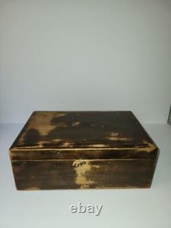 Vintage Mid-Century Wooden Cigarette Box with Distressed Finish, White