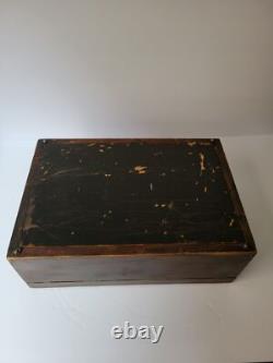Vintage Mid-Century Wooden Cigarette Box with Distressed Finish, White