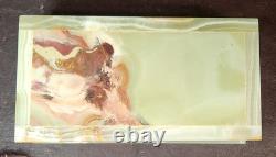 Vintage Mid-century Green Baluchistan Onyx & Brass Trinket/Jewelry Box, EUC