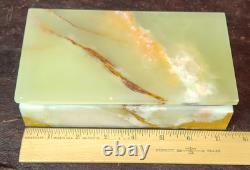 Vintage Mid-century Green Baluchistan Onyx & Brass Trinket/Jewelry Box, EUC