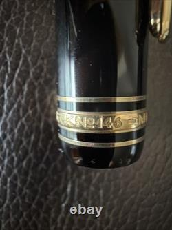 Vintage Montblanc Meisterstuck #146 Fountain Pen Black with Gold Trim in Box